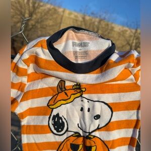 Peanuts Orange and White Striped Bodysuit